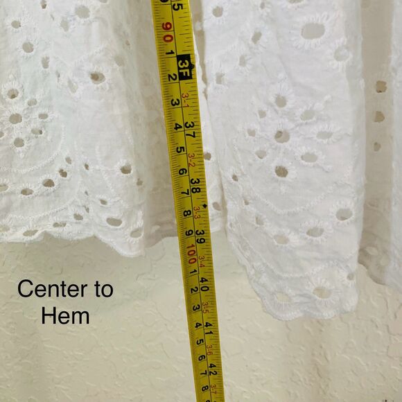 Sincerely Jules Midi Eyelet Dress M White Tiered Coquette Beach Cottagecore Trad - Picture 8 of 11